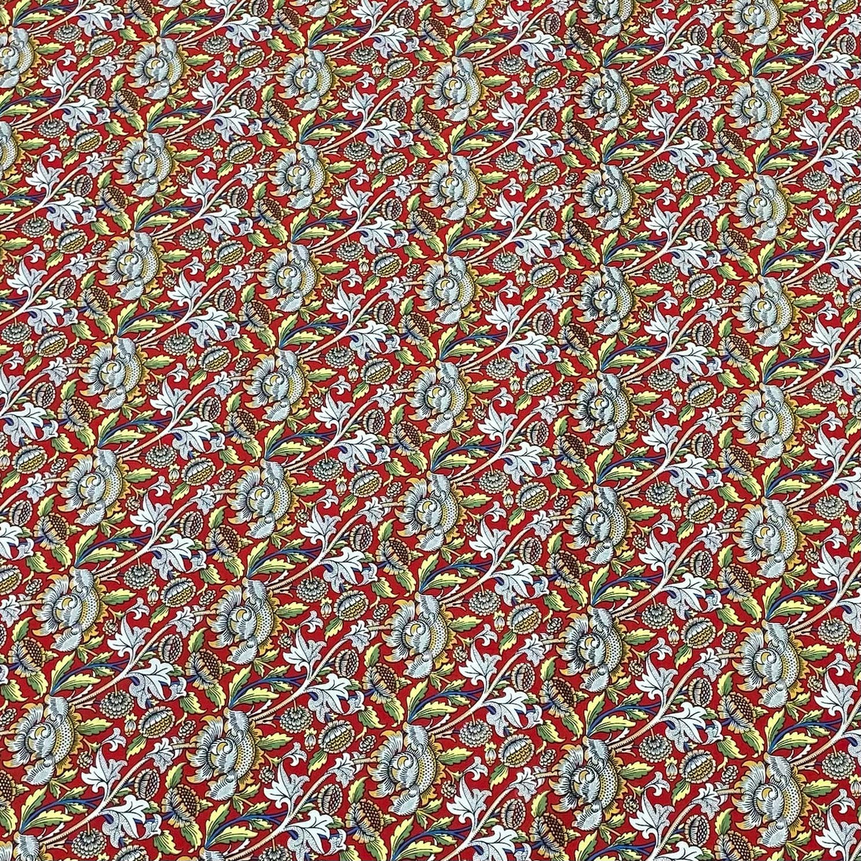 Pound A Metre Per Metre Luxury Dressmaking 100% Cotton Lawn- 60" (Red Flowers)