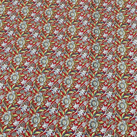 Pound A Metre Per Metre Luxury Dressmaking 100% Cotton Lawn- 60" (Red Flowers)