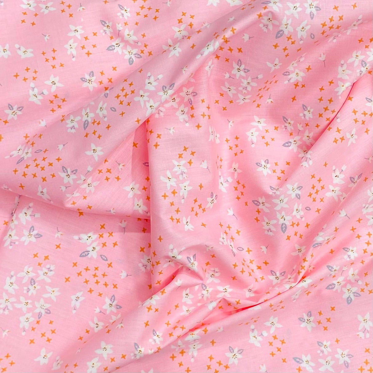 Pound A Metre Per Metre Per Metre Luxury Dressmaking 100% Digital Printed Cotton Lawn- 55" (Baby Pink)