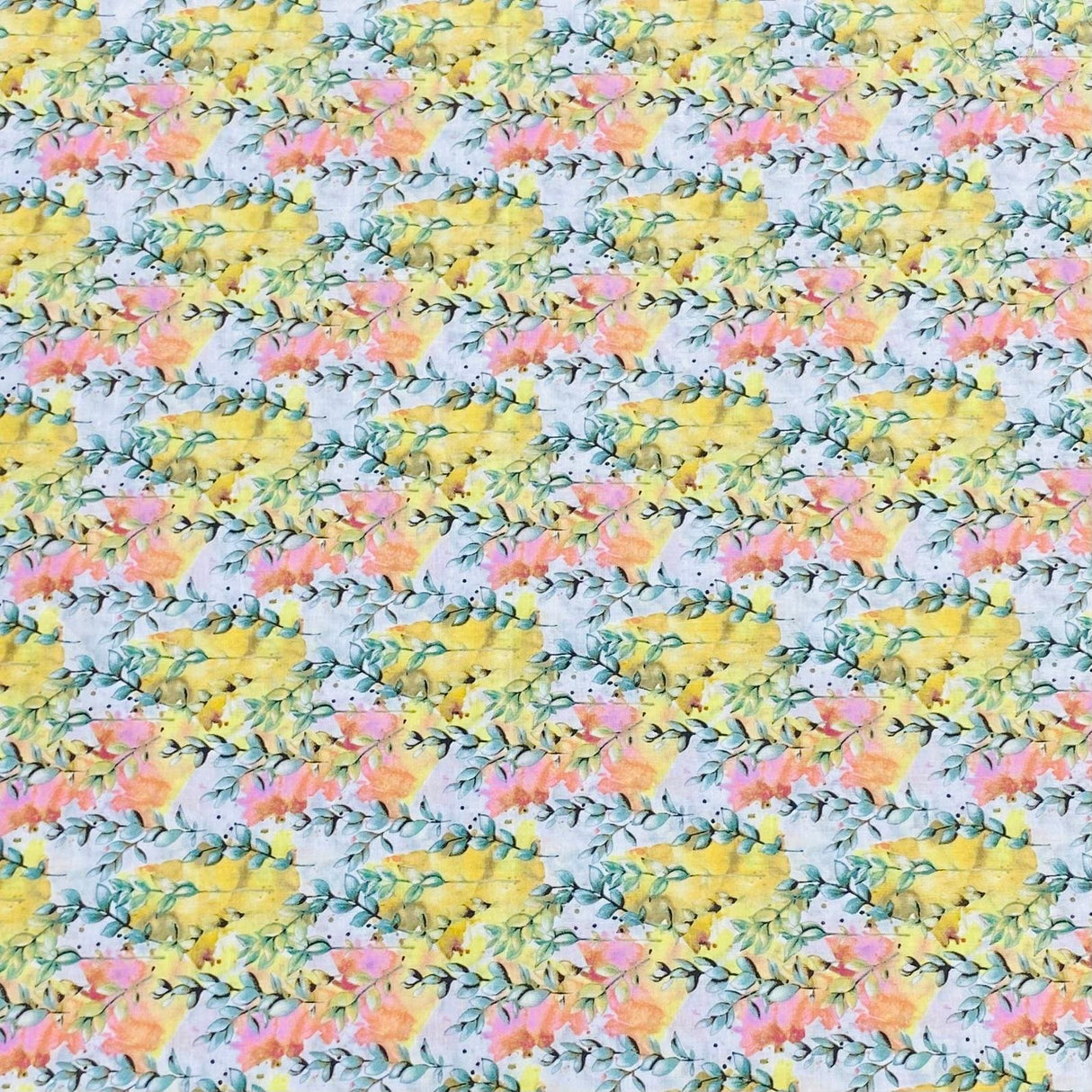 Pound A Metre Per Metre Luxury Dressmaking 100% Digital Printed Cotton Lawn- 55" (Bloom)