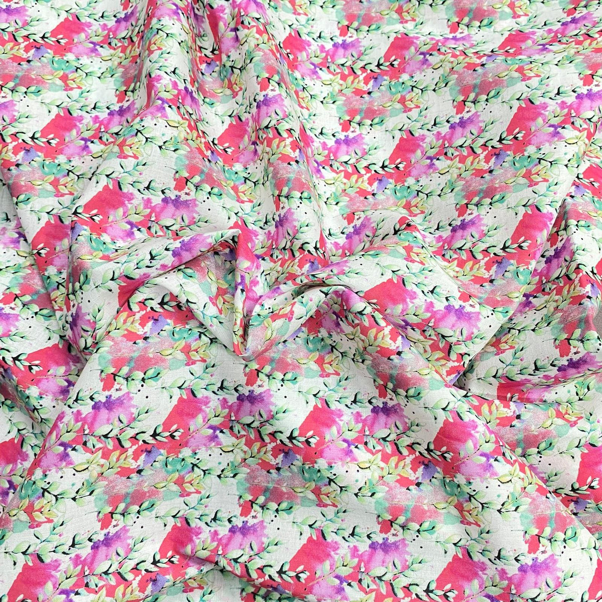 Pound A Metre Per Metre Luxury Dressmaking 100% Digital Printed Cotton Lawn- 55" (Blooming)