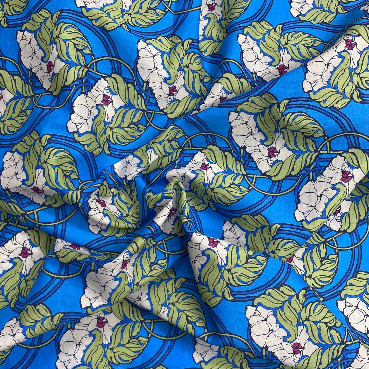 Pound A Metre Per Metre Luxury Dressmaking 100% Digital Printed Cotton Lawn- 55" (Bouquet)