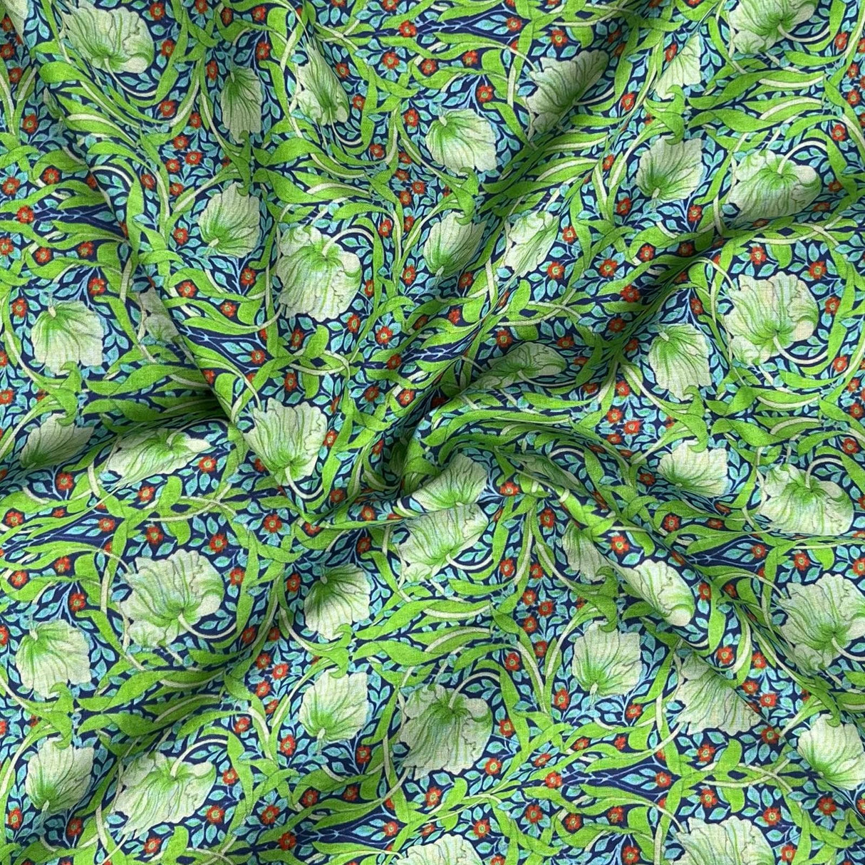 Pound A Metre Per Metre Luxury Dressmaking 100% Digital Printed Cotton Lawn- 55" (Grass)