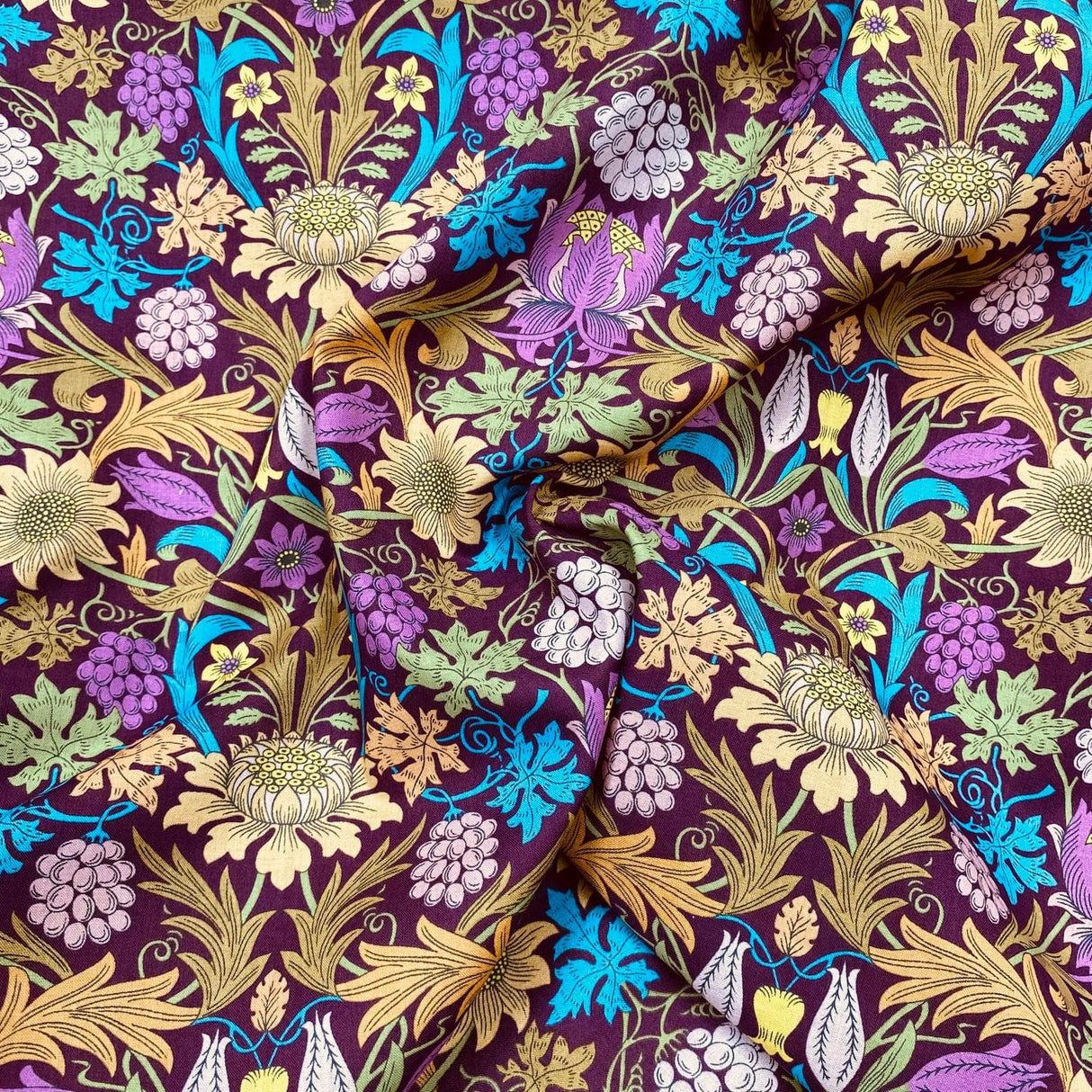 Pound A Metre Per Metre Luxury Dressmaking 100% Digital Printed Cotton Lawn- 55" (Purple)