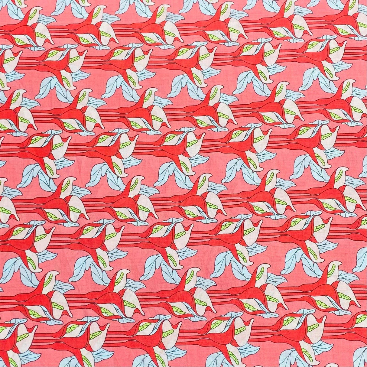 Pound A Metre Per Metre Luxury Dressmaking 100% Digital Printed Cotton Lawn- 55" (Red)