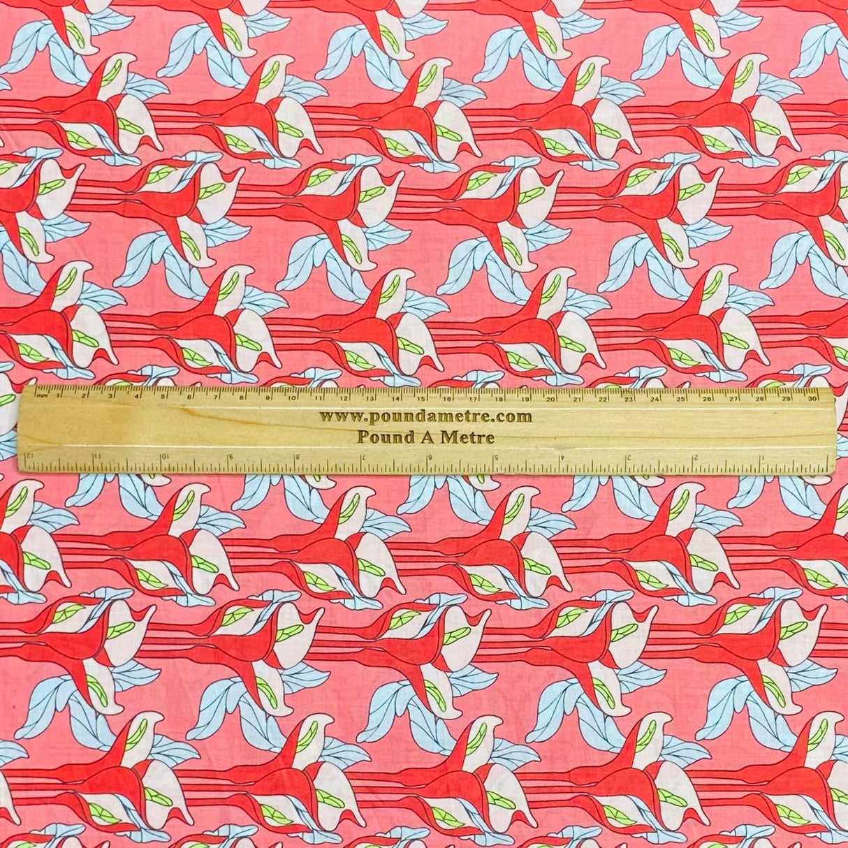 Pound A Metre Per Metre Luxury Dressmaking 100% Digital Printed Cotton Lawn- 55" (Red)