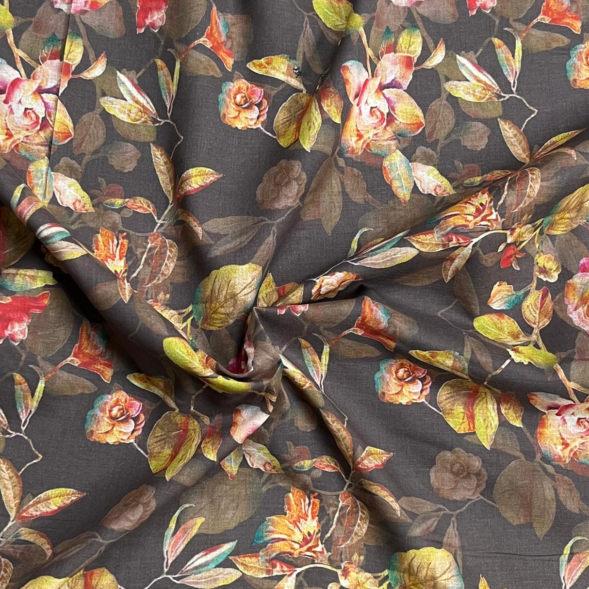 Pound A Metre Per Metre Luxury Dressmaking 100% Digital Printed Cotton Lawn- 55" (Spring Floral)
