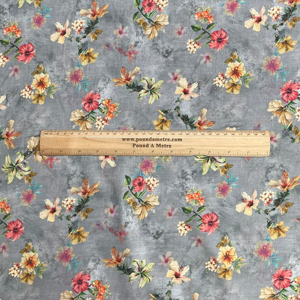 Pound A Metre Per Metre Luxury Dressmaking 100% Digital Printed Cotton Lawn- 55" (Stone Garden)