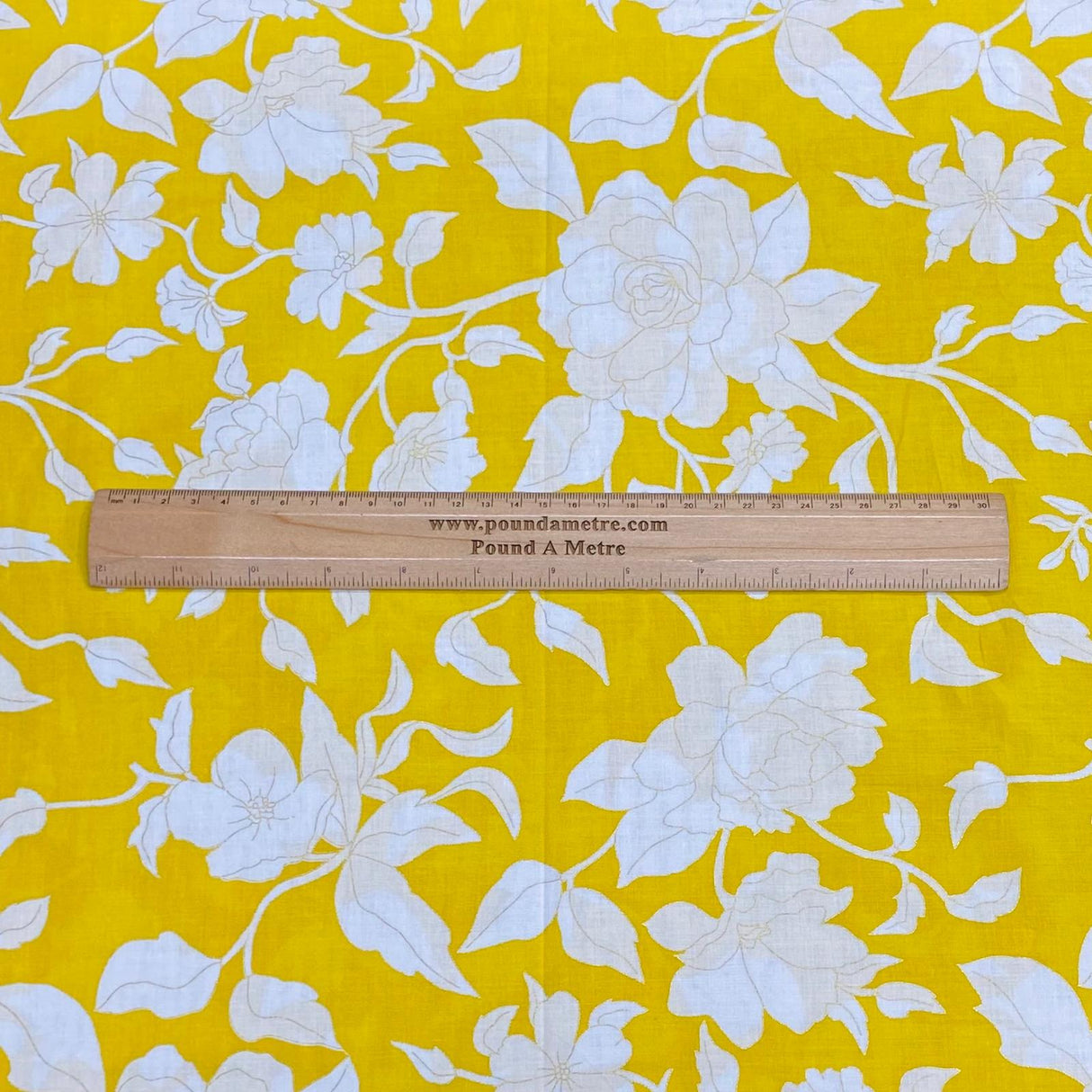 Pound A Metre Per Metre Luxury Dressmaking 100% Digital Printed Cotton Lawn- 55" (Yellow)