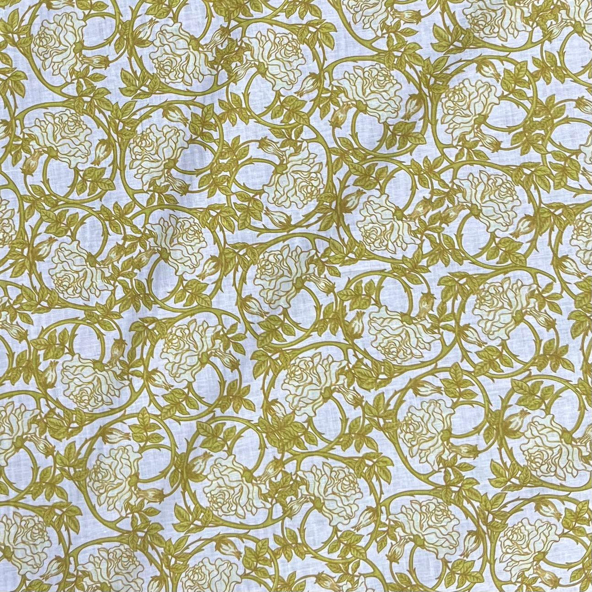 Pound A Metre Per Metre Luxury Dressmaking 100% Digital Printed Cotton Lawn- 55" (Yellow & White)