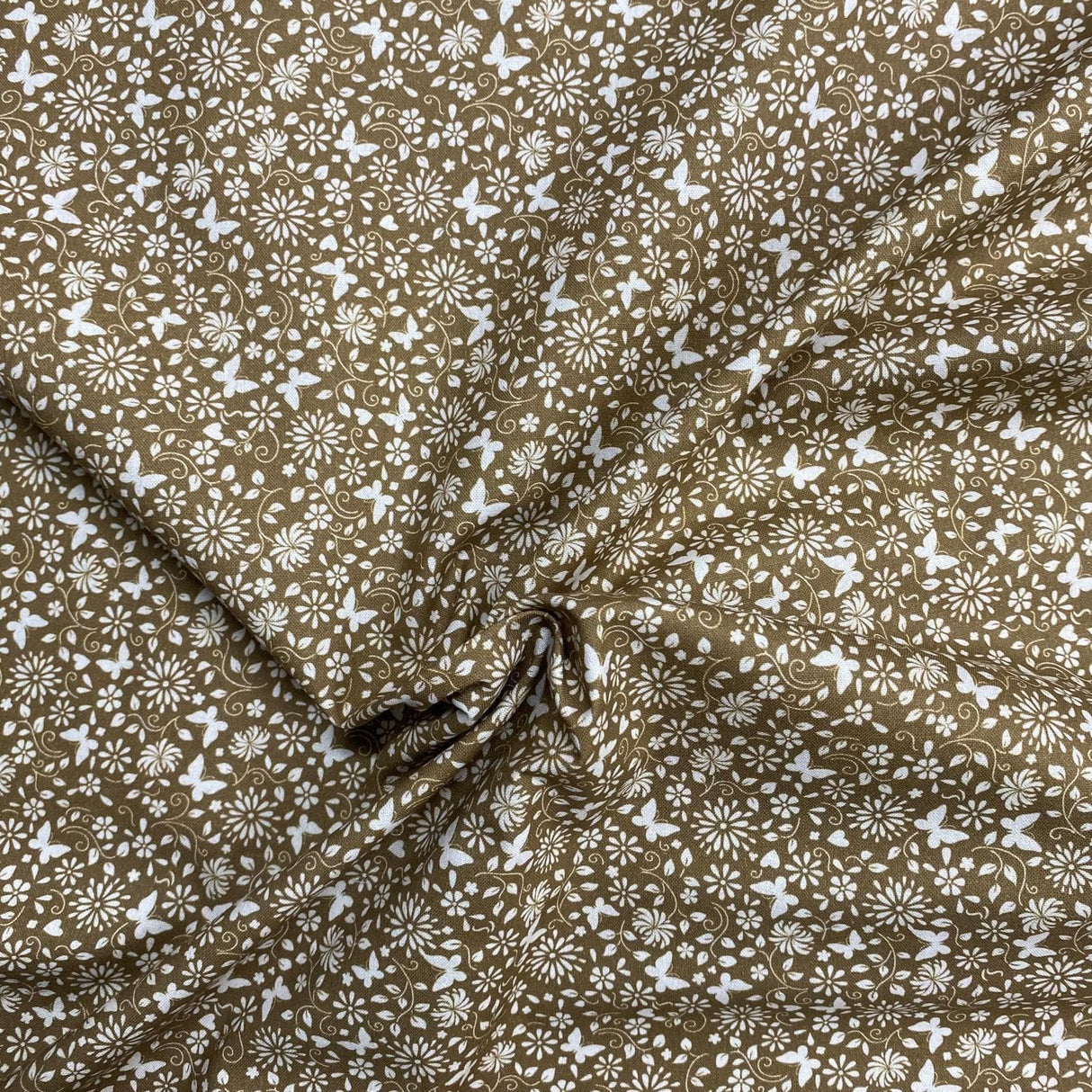 Pound A Metre Per Metre Luxury Printed Cotton – 45" Wide- (Brown Butterflies) (EOL)
