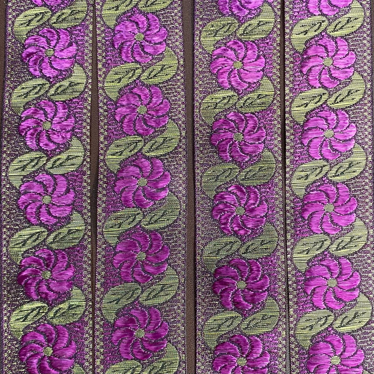 Pound A Metre Per Metre, Metallic Trimming, 25mm Wide (Magenta Floral)