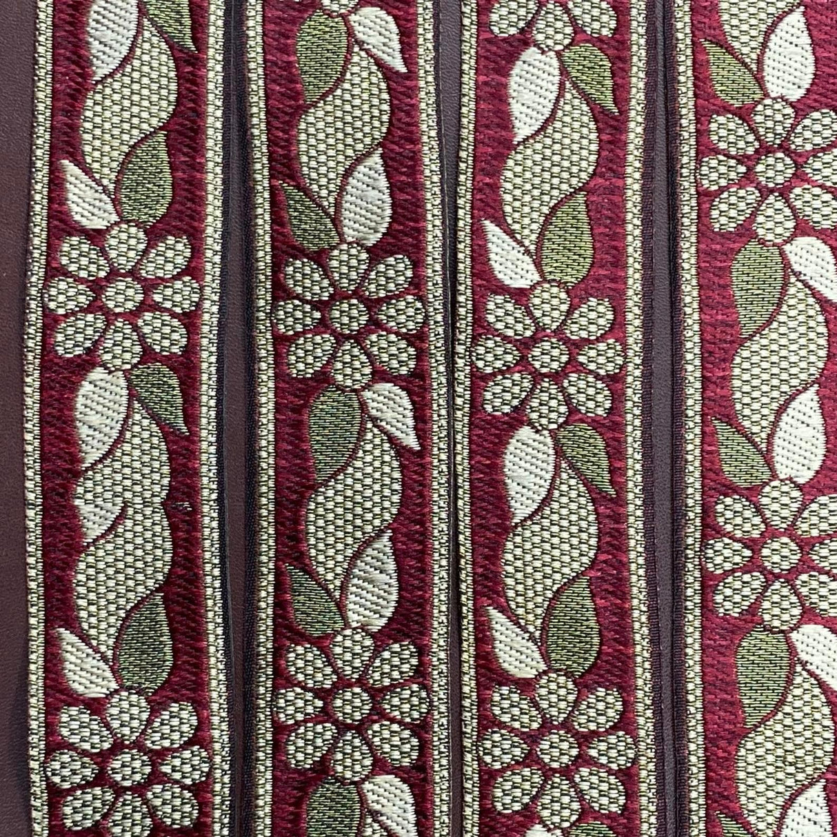 Pound A Metre Per Metre, Metallic Trimming, 25mm Wide (Maroon & Peach)