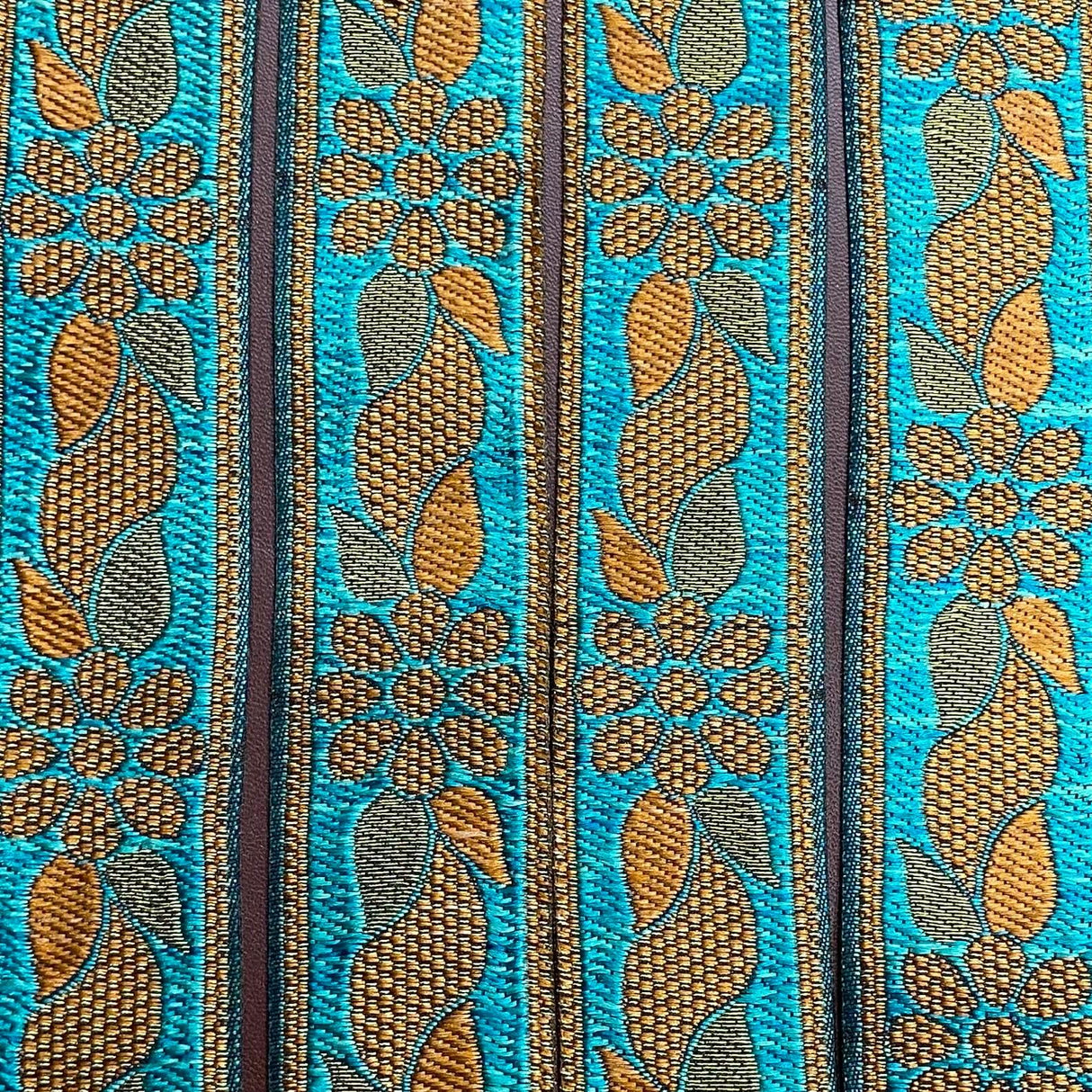 Pound A Metre Per Metre, Metallic Trimming, 25mm Wide (Teal & Orange)
