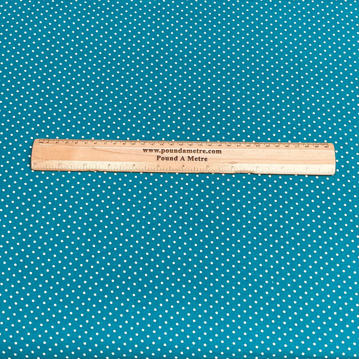 Pound A Metre Per Metre Premium Digital Cotton 45'' Wide (Teal Polka)
