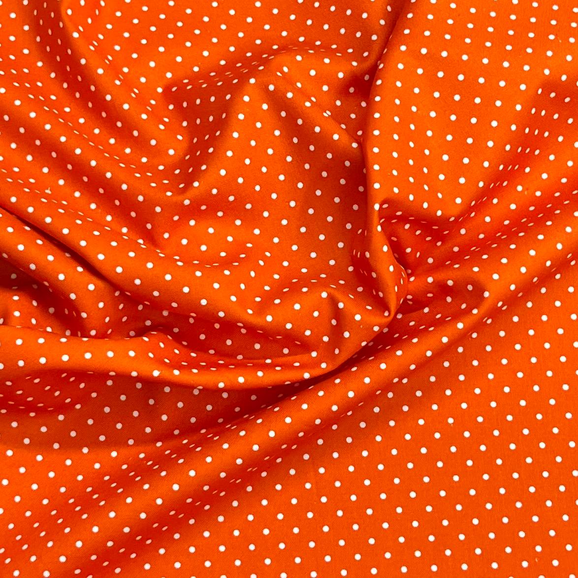 Pound A Metre Per Metre Premium Digital Printed Autumn Cotton 45'' Wide (Orange Polka)