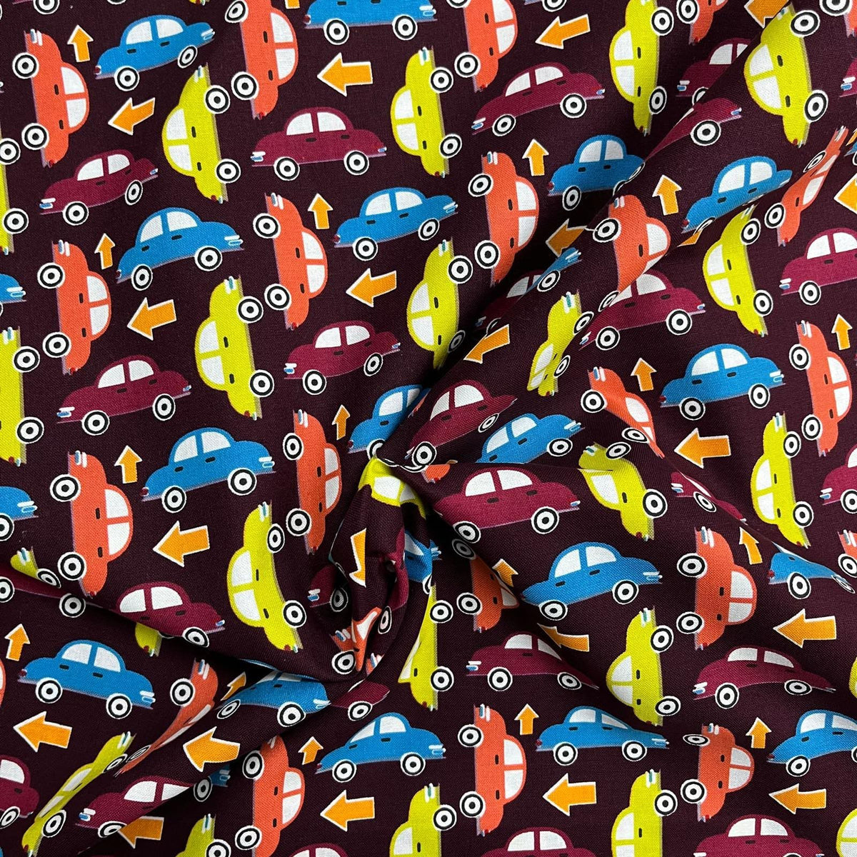 Pound A Metre Per Metre Premium Digital Printed Cotton 45'' Wide (Cars)