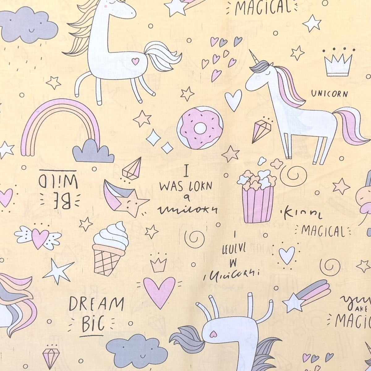 Pound A Metre Per Metre Premium Digital Printed Cotton 45'' Wide (Yellow Pony)