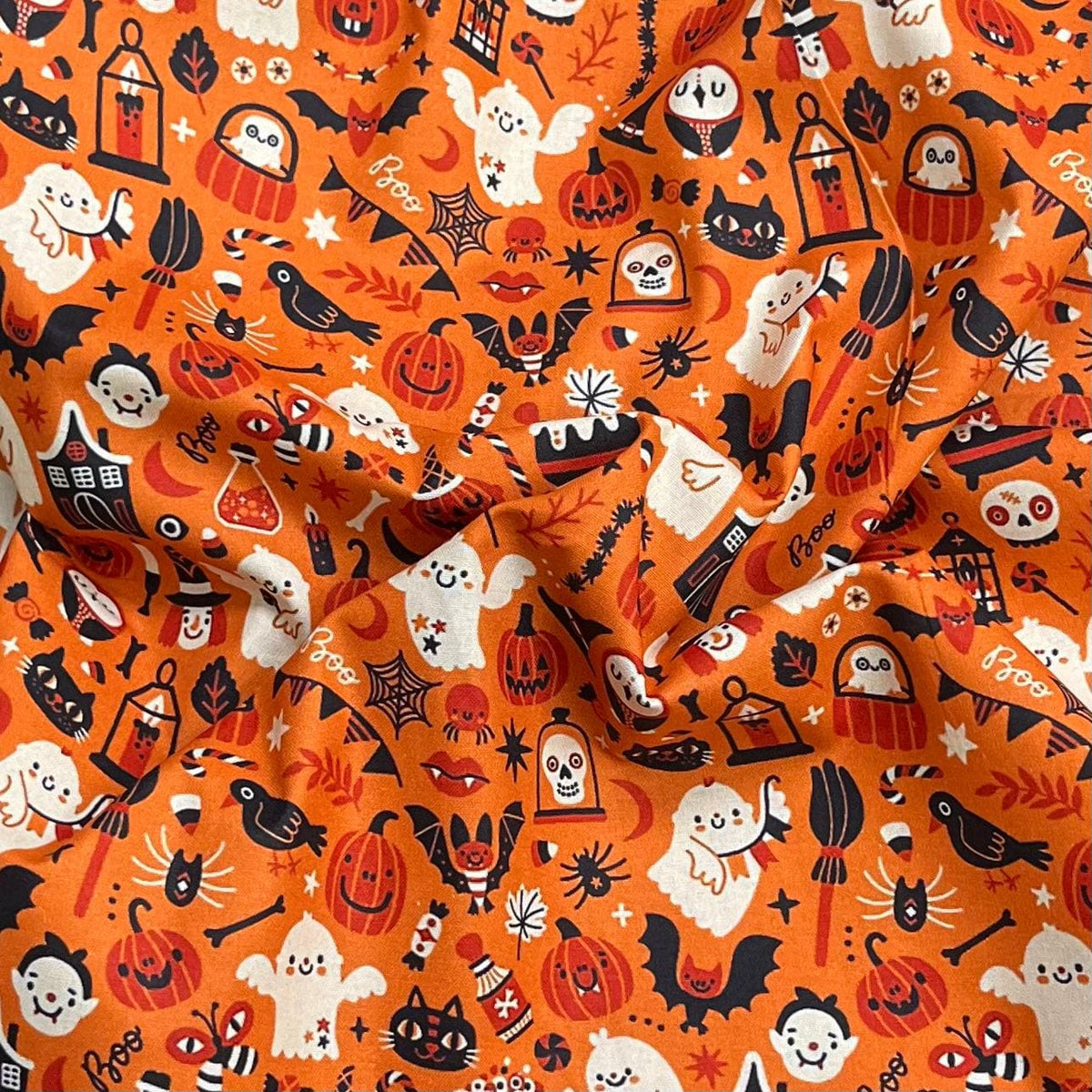 Pound A Metre Per Metre Premium Digital Printed Halloween Cotton 45'' Wide (Ghost)