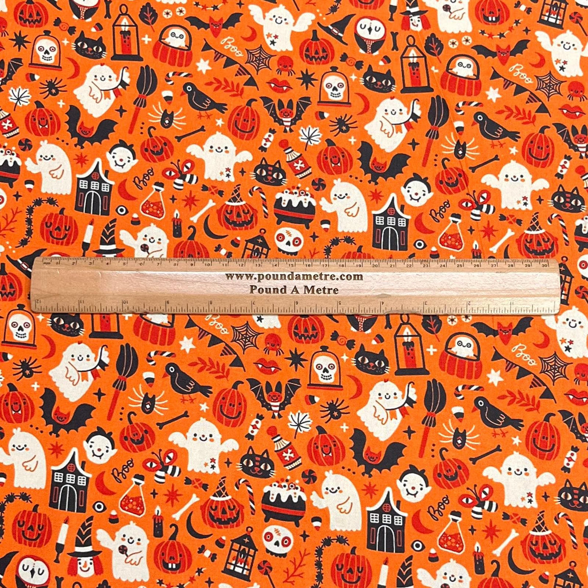 Pound A Metre Per Metre Premium Digital Printed Halloween Cotton 45'' Wide (Ghost)