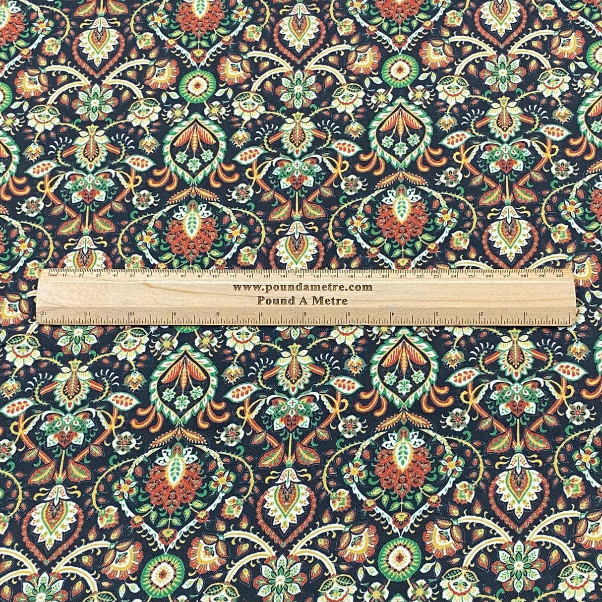 Pound A Metre Per Metre Per Metre Printed Cashmere Effect Crepe Fabric- 45" Wide (Black)