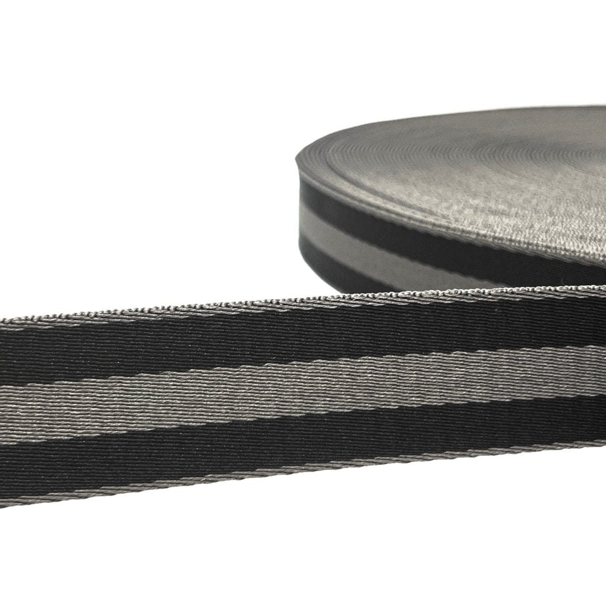 Pound A Metre Per Metre Stripe Webbing, 40mm - (Black & Grey)