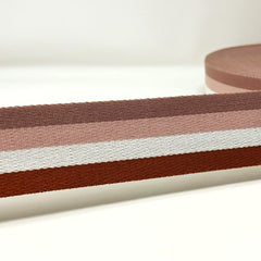 Per Metre Stripe Webbing, 50mm - (Caramel, Pink& Beige) - Pound A Metre