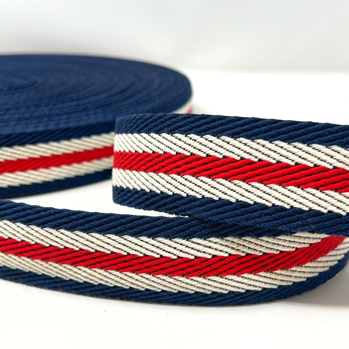 Pound A Metre Per Metre Textured Stripe Webbing, 40mm - (Red & Navy)