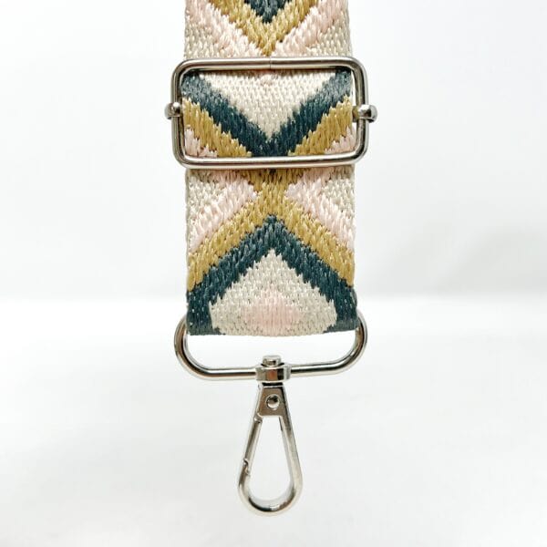 Pound A Metre Per Metre Tribal Diamond Webbing: For Bag Straps- (Pink/grey/taupe/ecru) 38mm / 40mm