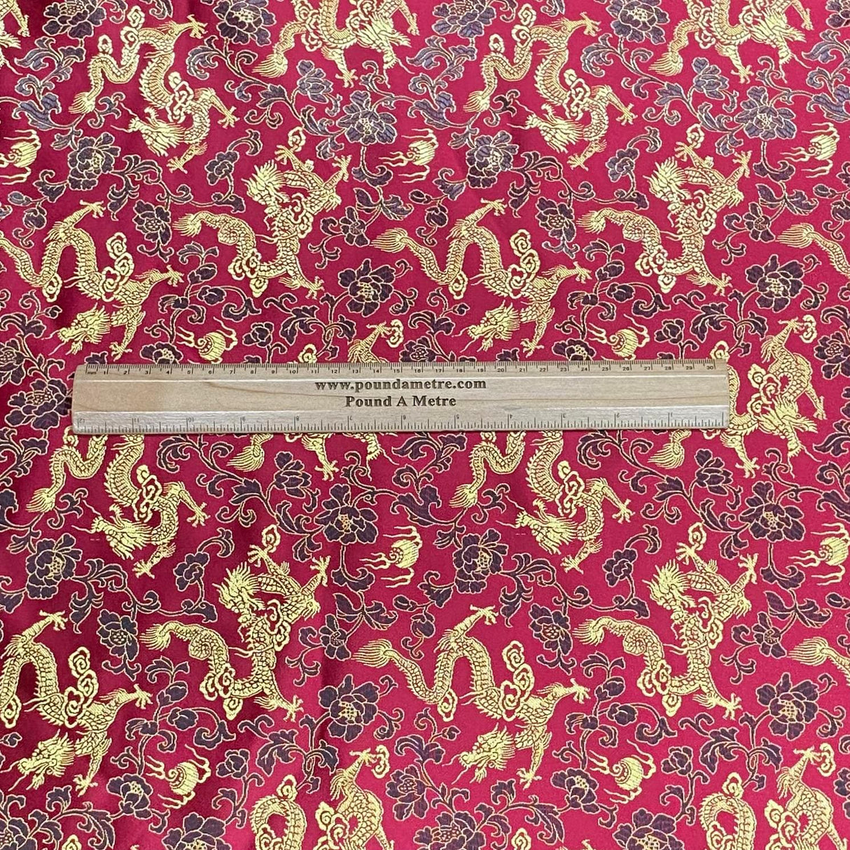 Pound A Metre Per Metres Oriental Chinese Brocade - 45" Wide - (Red)