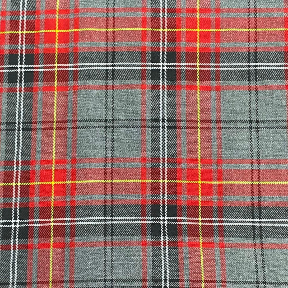 Pound A Metre Per Metre Per Metres Premium Poly-Viscose Tartan 60" Wide (Grey & Red)
