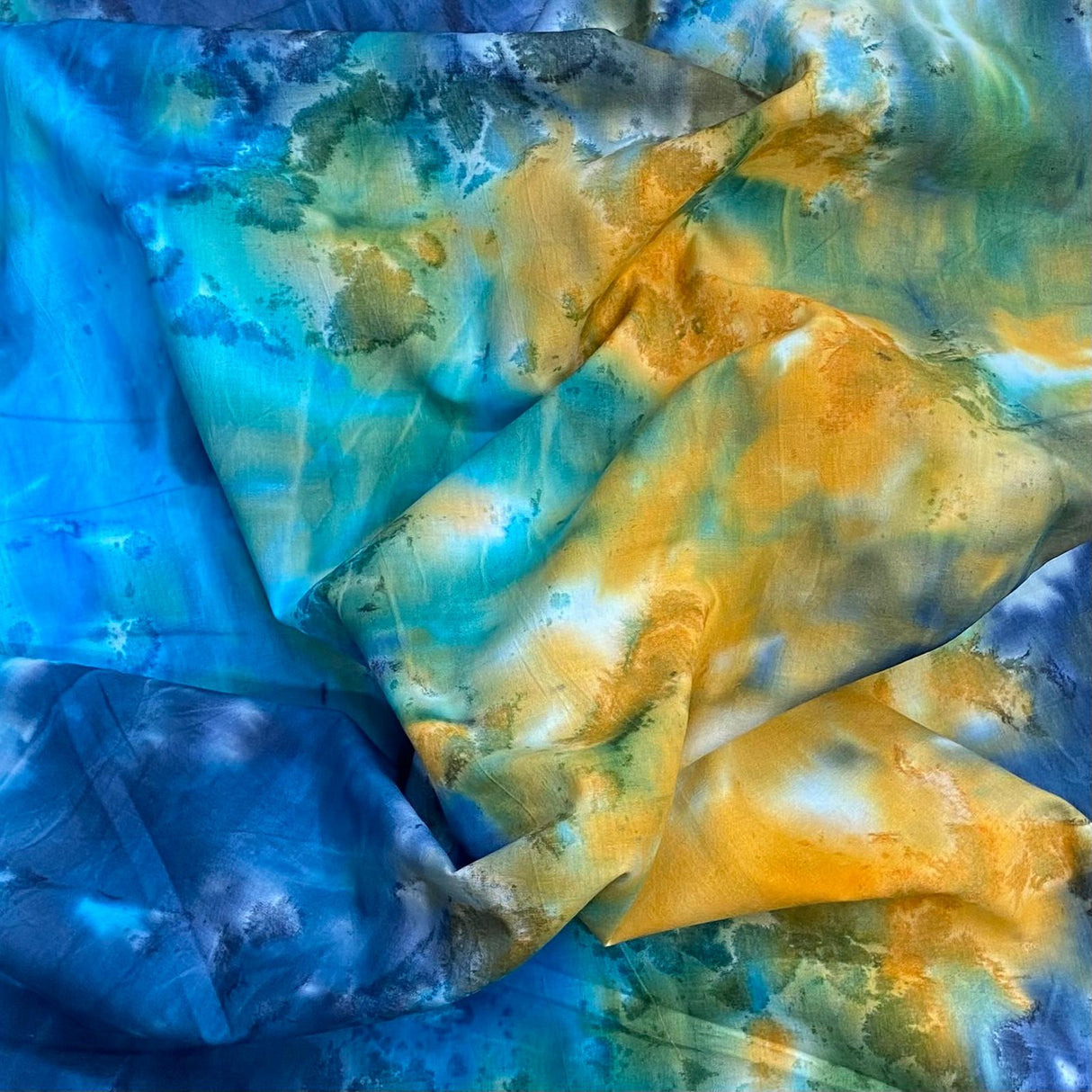 Pound A Metre 1 Metre Premium Quality 100% Cotton Batik - 45" Wide (Yellow & Navy)