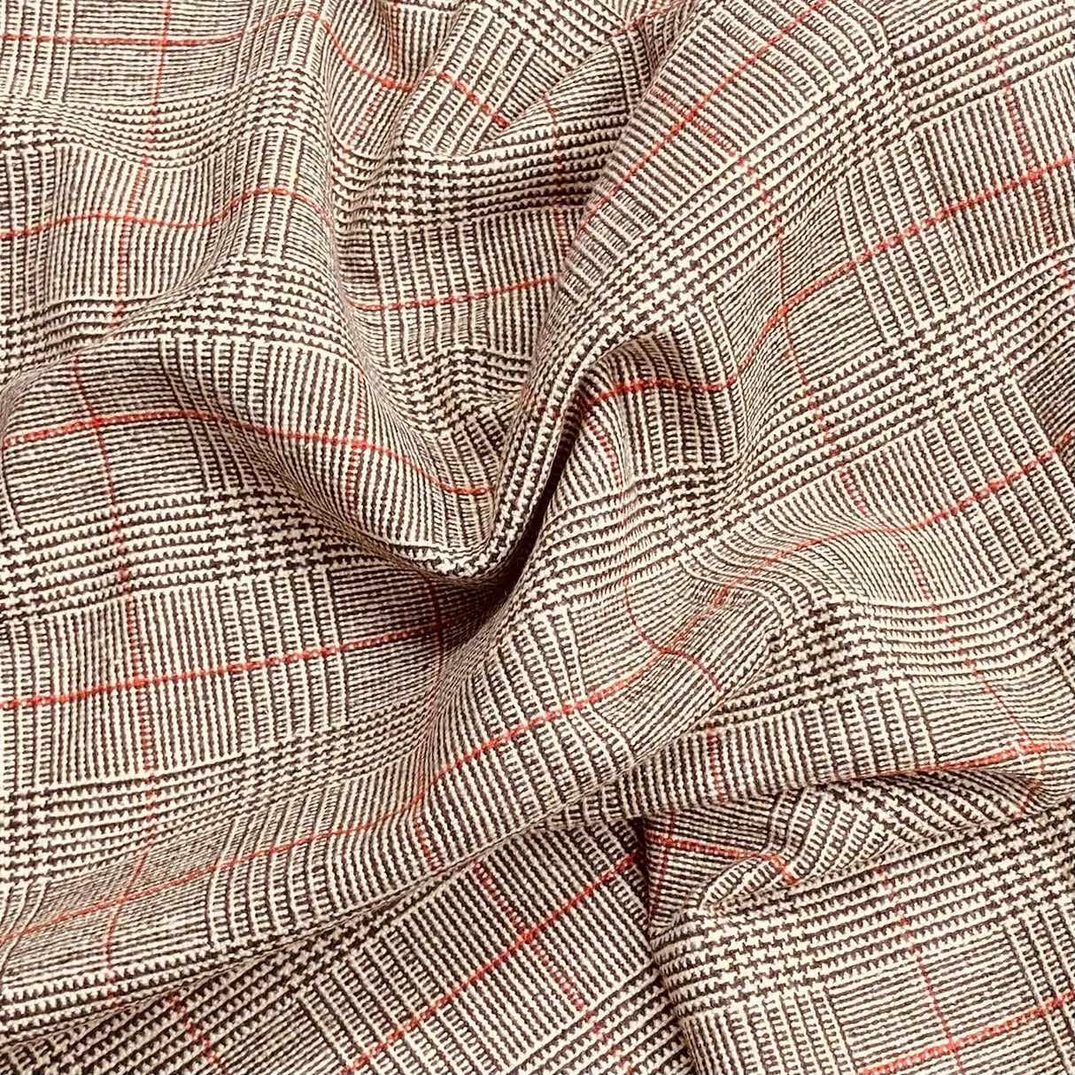 Pound A Metre Premium Wool Rich Fabric 55" Wide (Brown Checks)