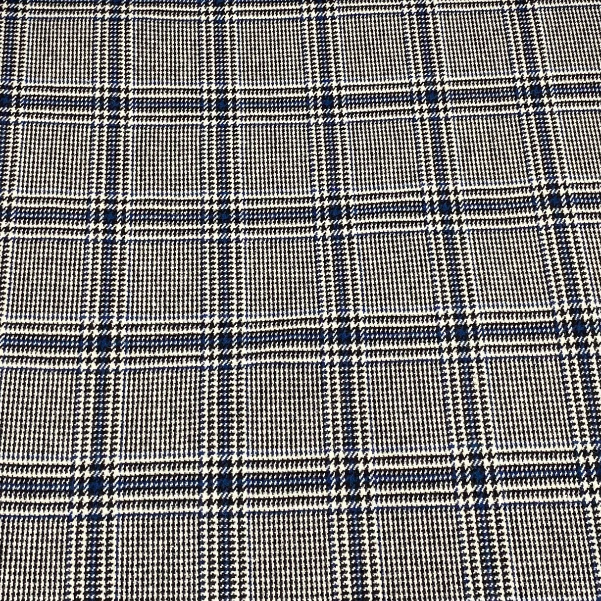 Pound A Metre Premium Wool Rich Fabric 55" Wide (Glen Check Black & Blue)