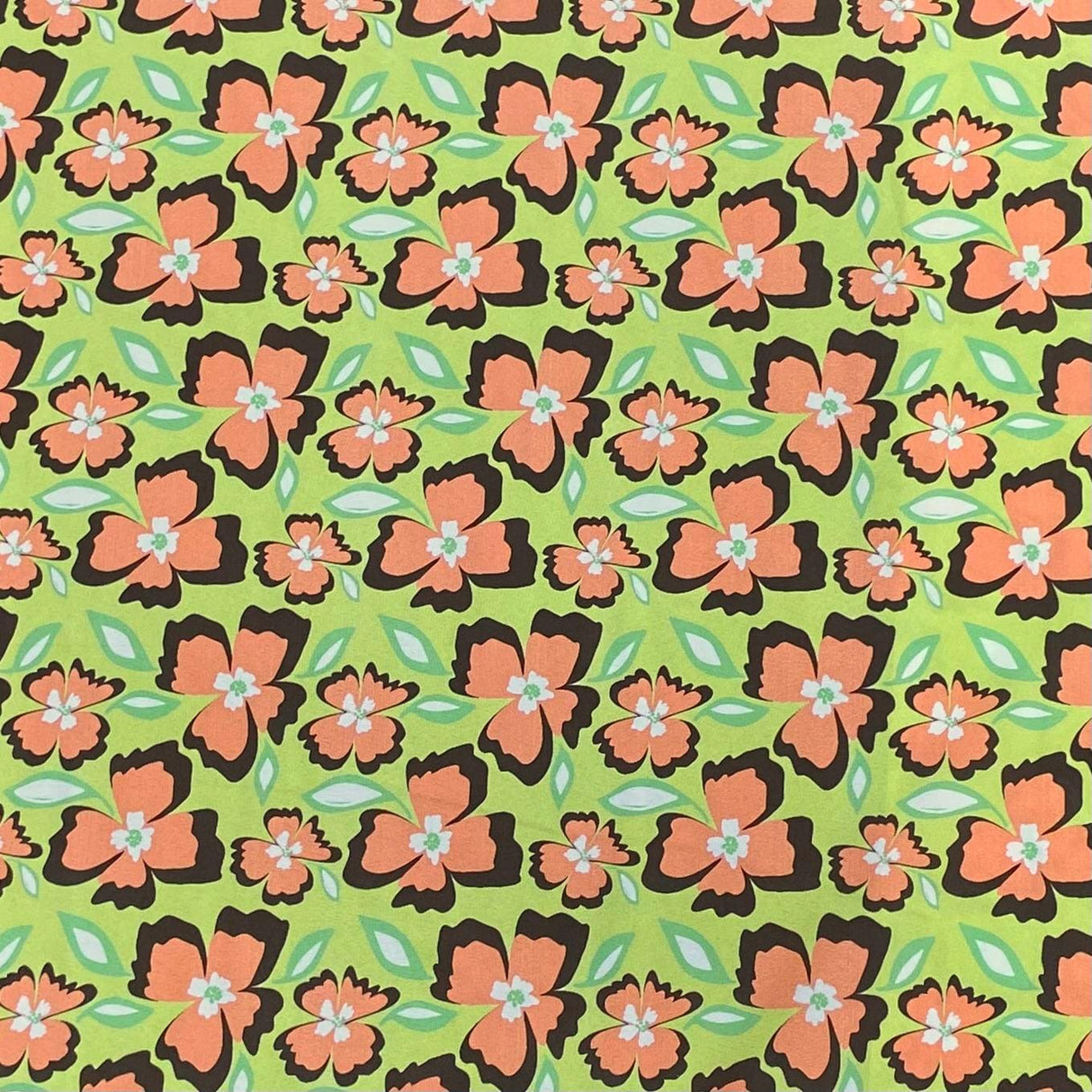 Pound A Metre Soft Touch Japanese Printed Crepe - 45" Wide (Green & Orange)