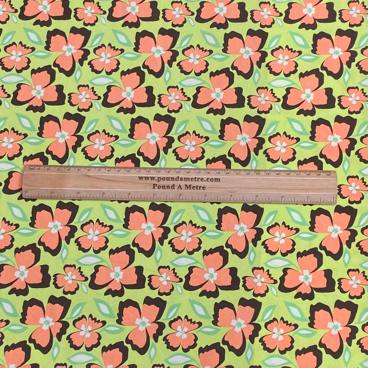 Pound A Metre Soft Touch Japanese Printed Crepe - 45" Wide (Green & Orange)