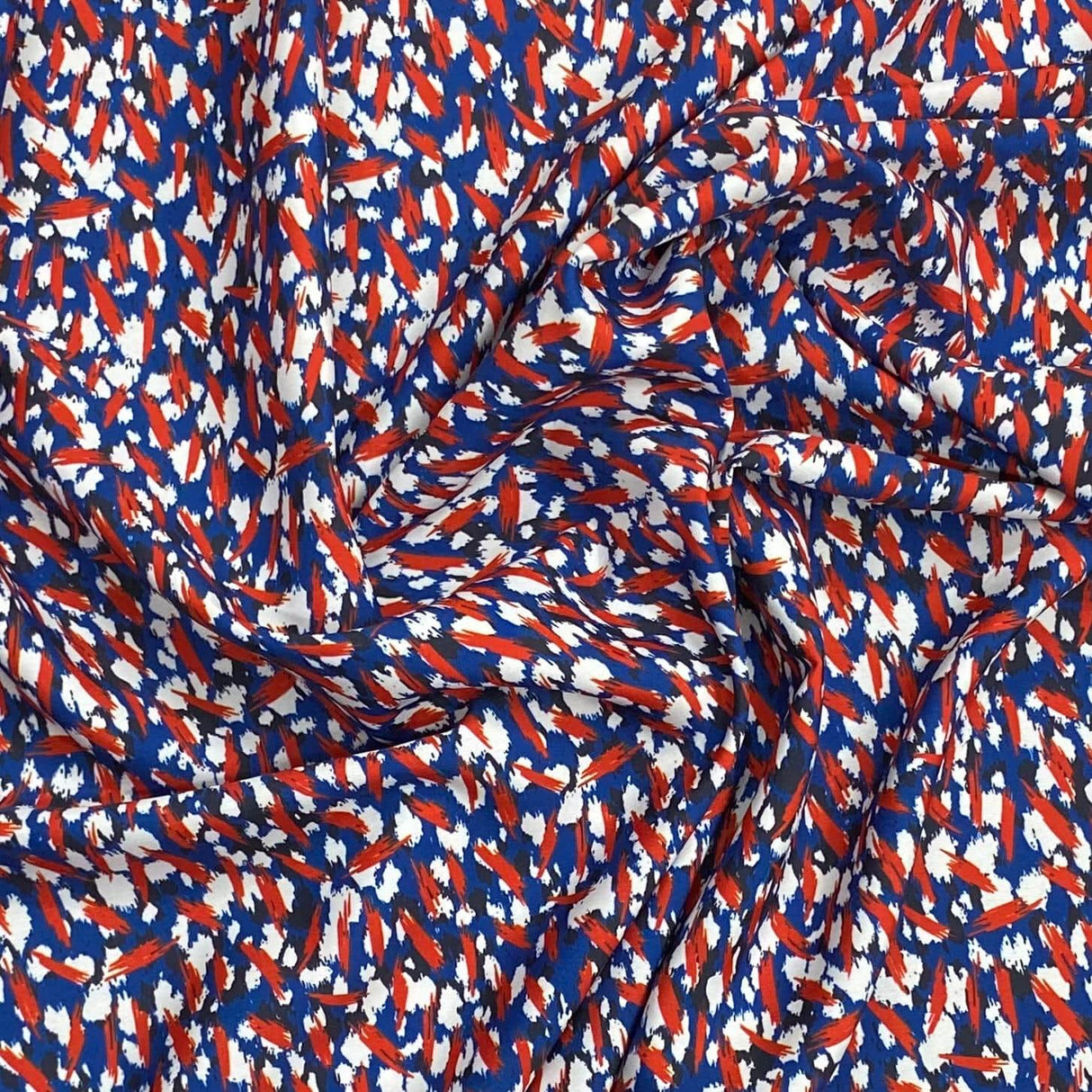 Pound A Metre Soft Touch Japanese Printed Crepe - 45" Wide (Red, Blue & White)