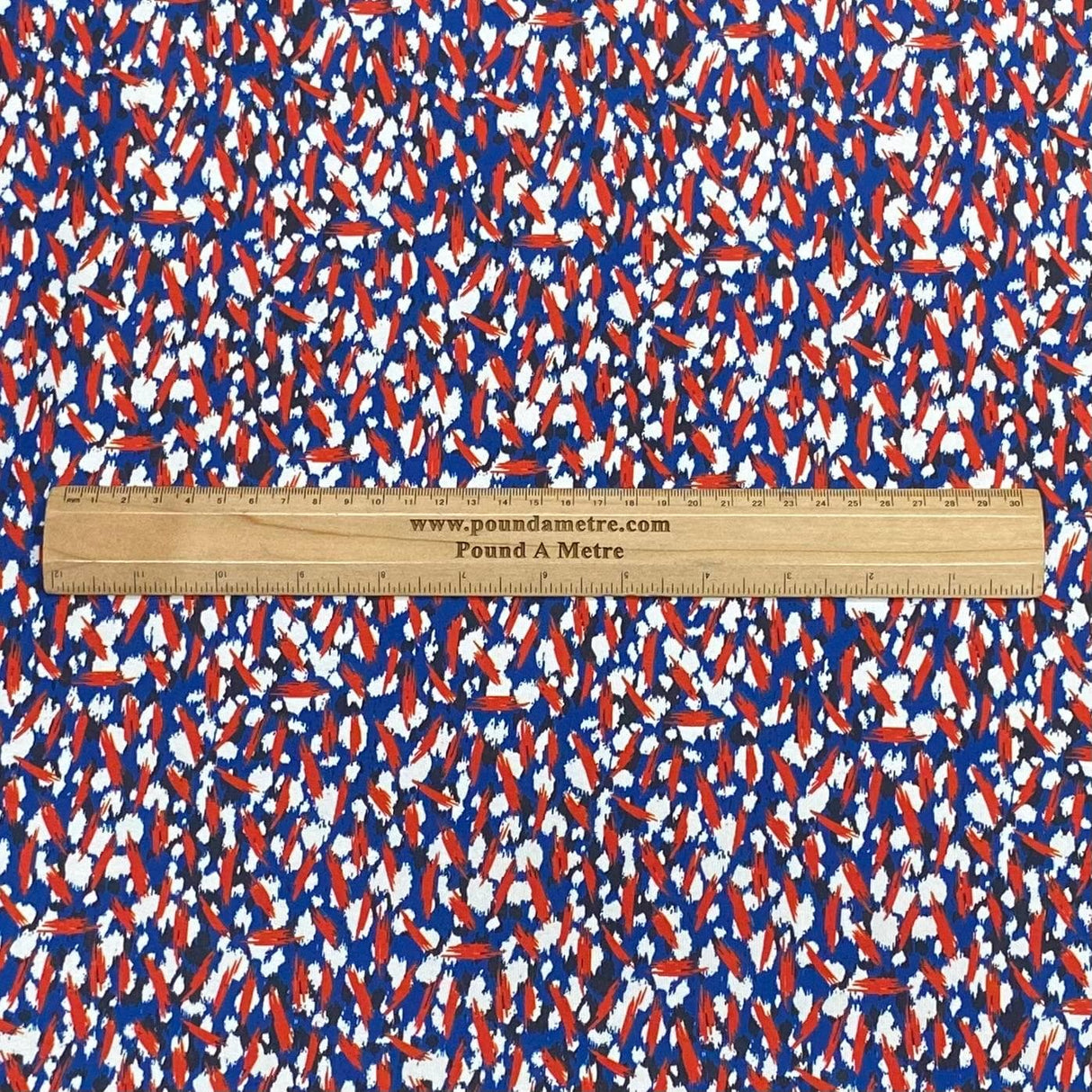 Pound A Metre Soft Touch Japanese Printed Crepe - 45" Wide (Red, Blue & White)