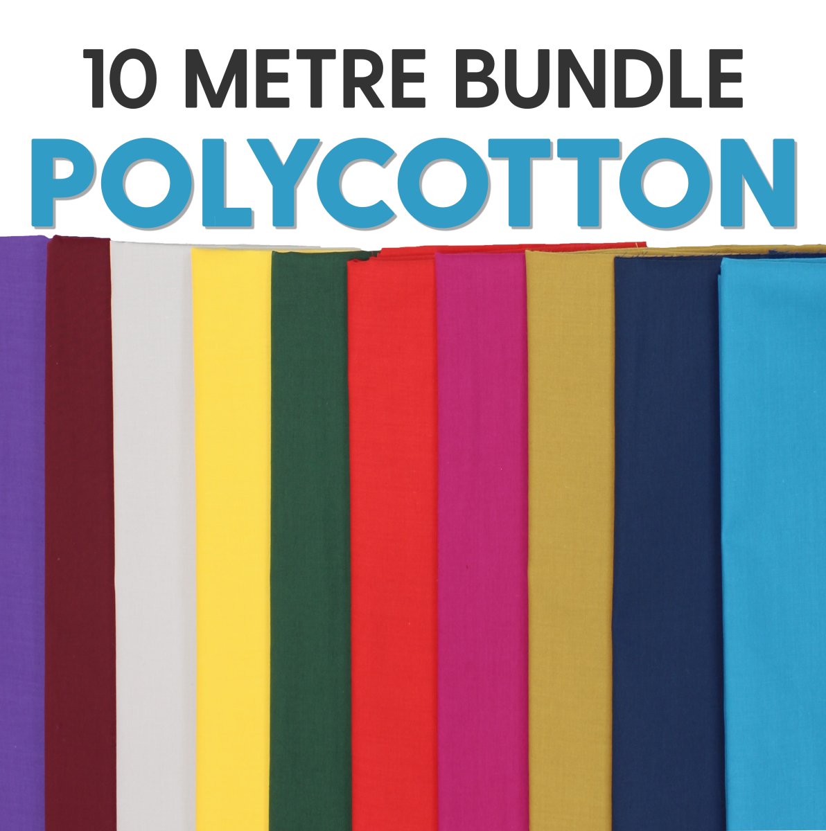 10 x 1m Plain Cotton Rich Polycotton Bundle - Pound A Metre