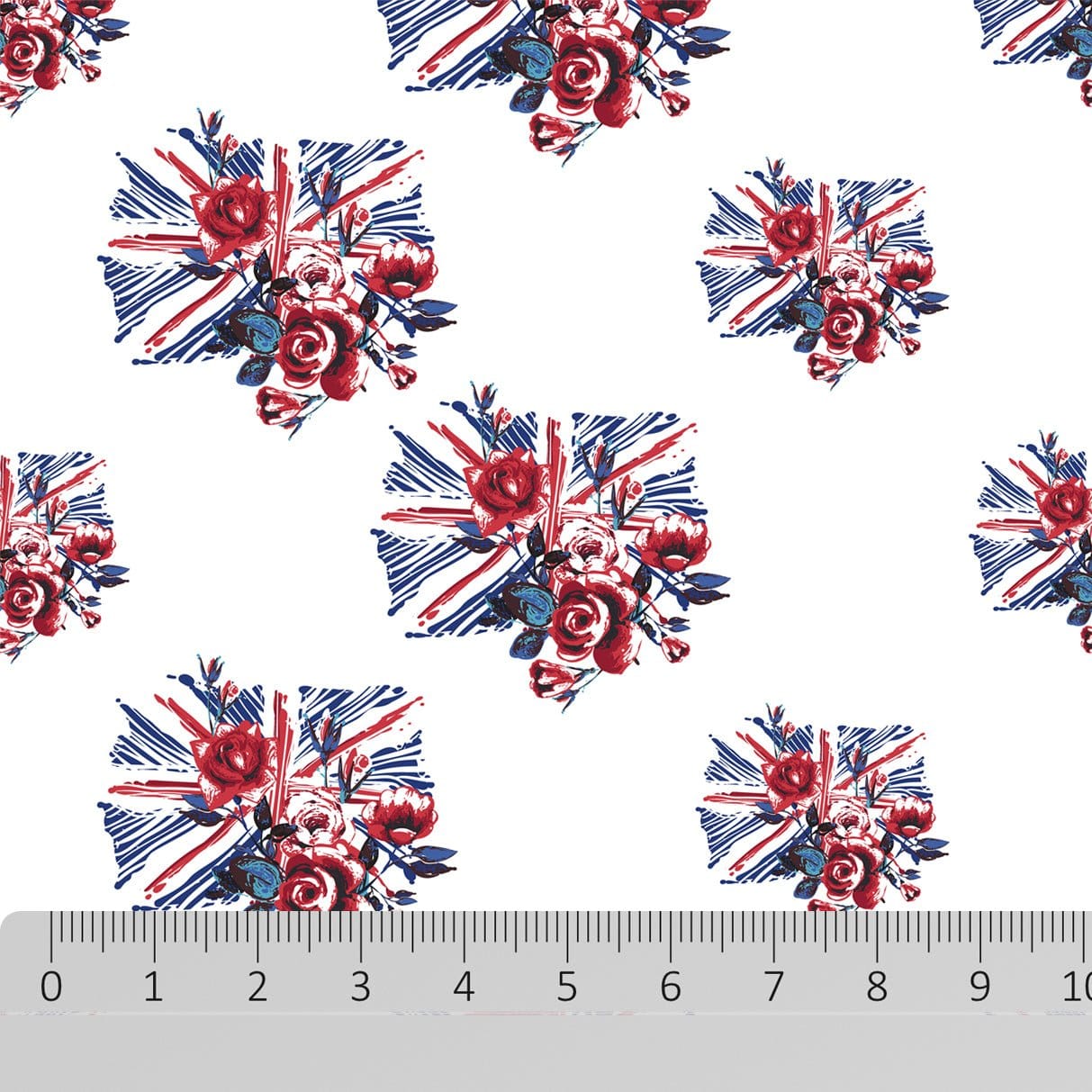 Pound A Metre Full Metre 100% Premium Coronation Quilting Cotton 'Floral Union Jack'
