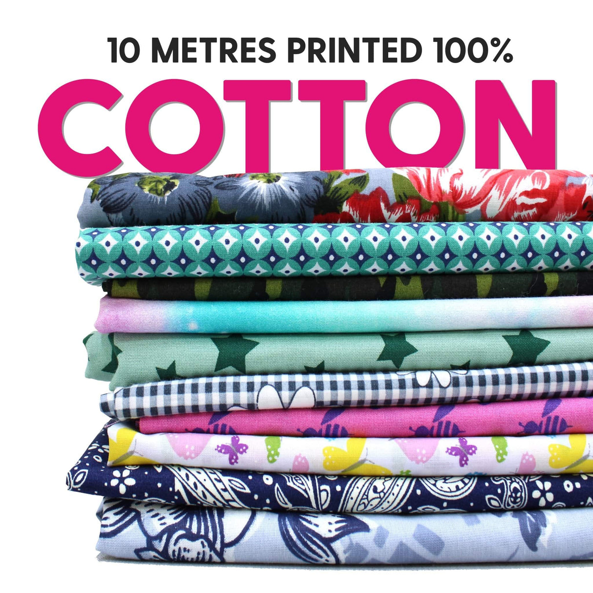 Pound A Metre 10m Crazy Cotton Fabric Bundle
