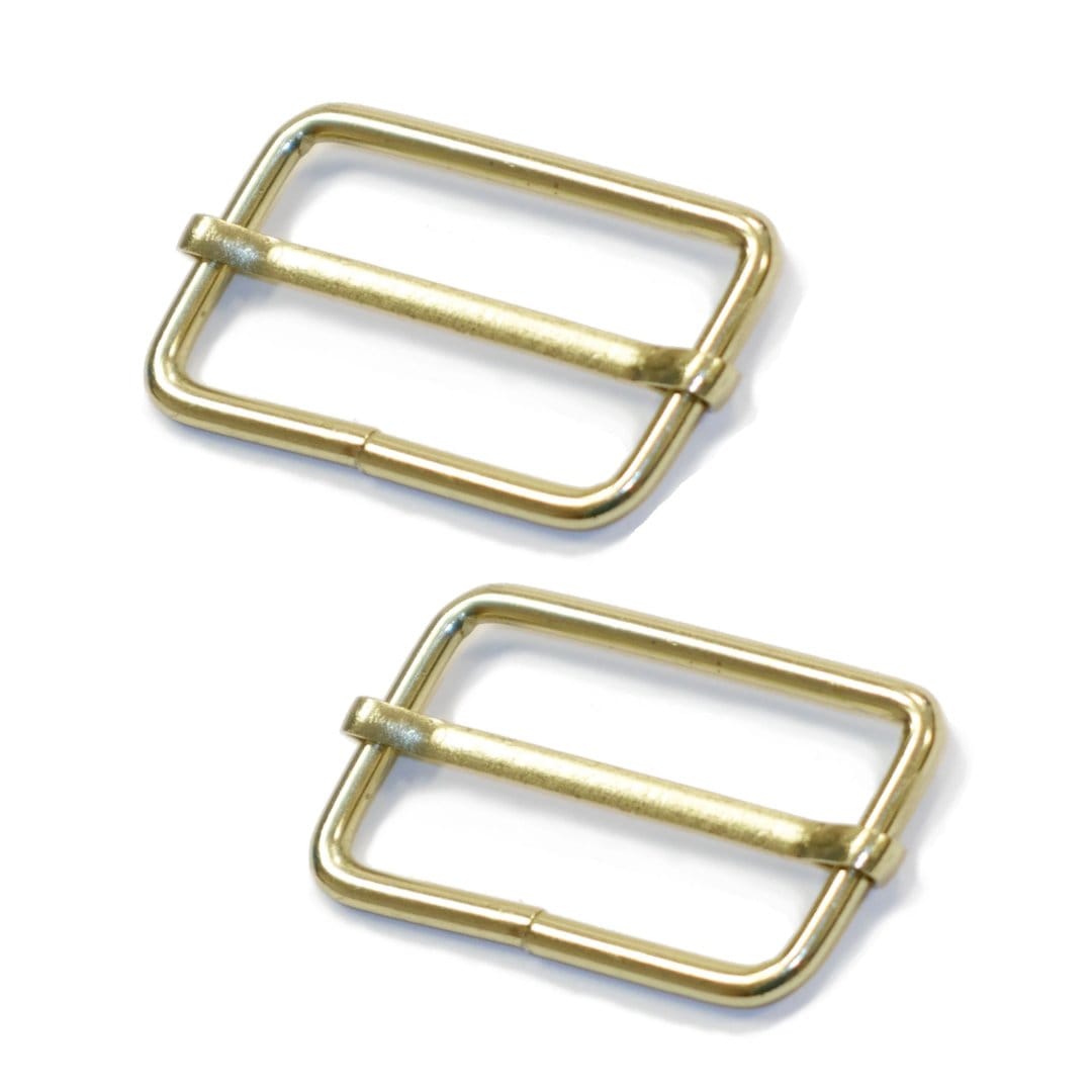 Pound A Metre Bright Brass / Pack Of 2 25mm Metal Strap Slider For Bags- 5 Colours- Pack Of 2