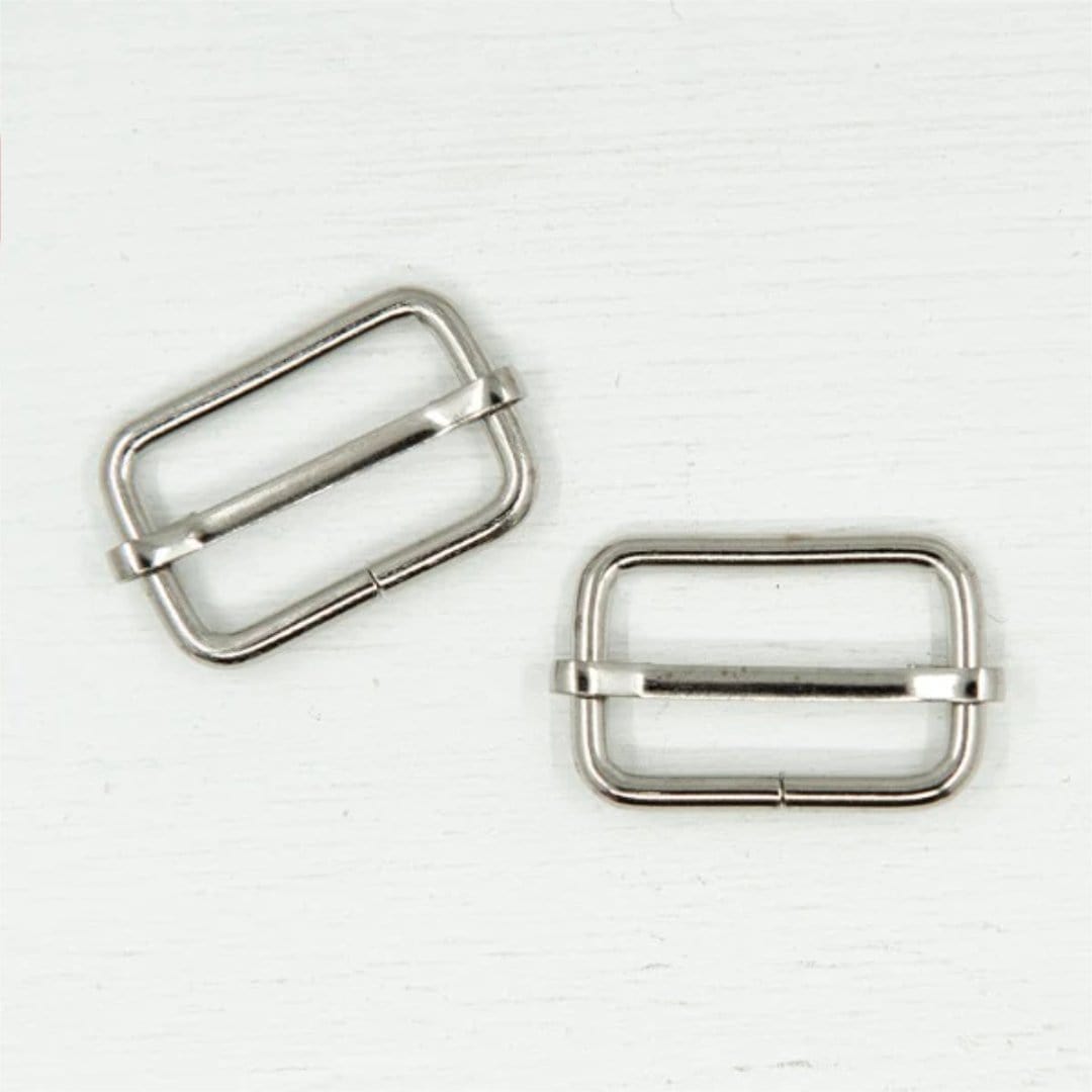 Pound A Metre Silver / Pack Of 2 25mm Metal Strap Slider For Bags- 5 Colours- Pack Of 2