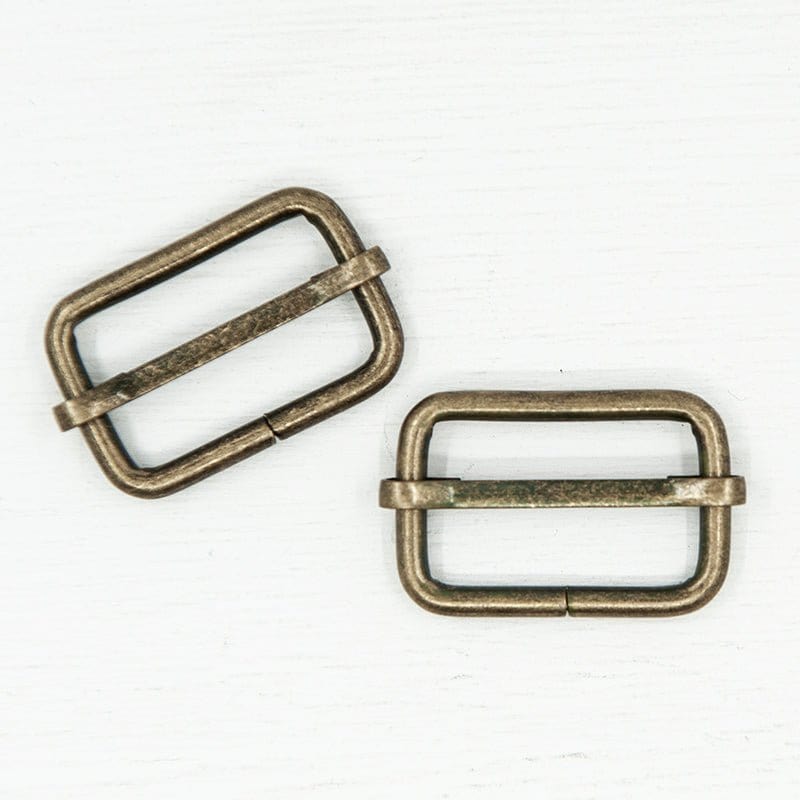 Pound A Metre Antique Brass / Pack Of 2 25mm Metal Strap Slider For Bags- 5 Colours- Pack Of 2