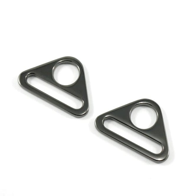 Pound A Metre Gunmetal Grey / Pack Of 2 25mm Metal Triangle Rings For Bags- 5 Colours- Pack Of 2