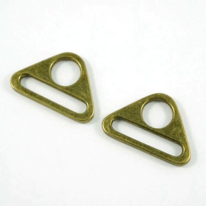 Pound A Metre Antique Brass / Pack Of 2 25mm Metal Triangle Rings For Bags- 5 Colours- Pack Of 2