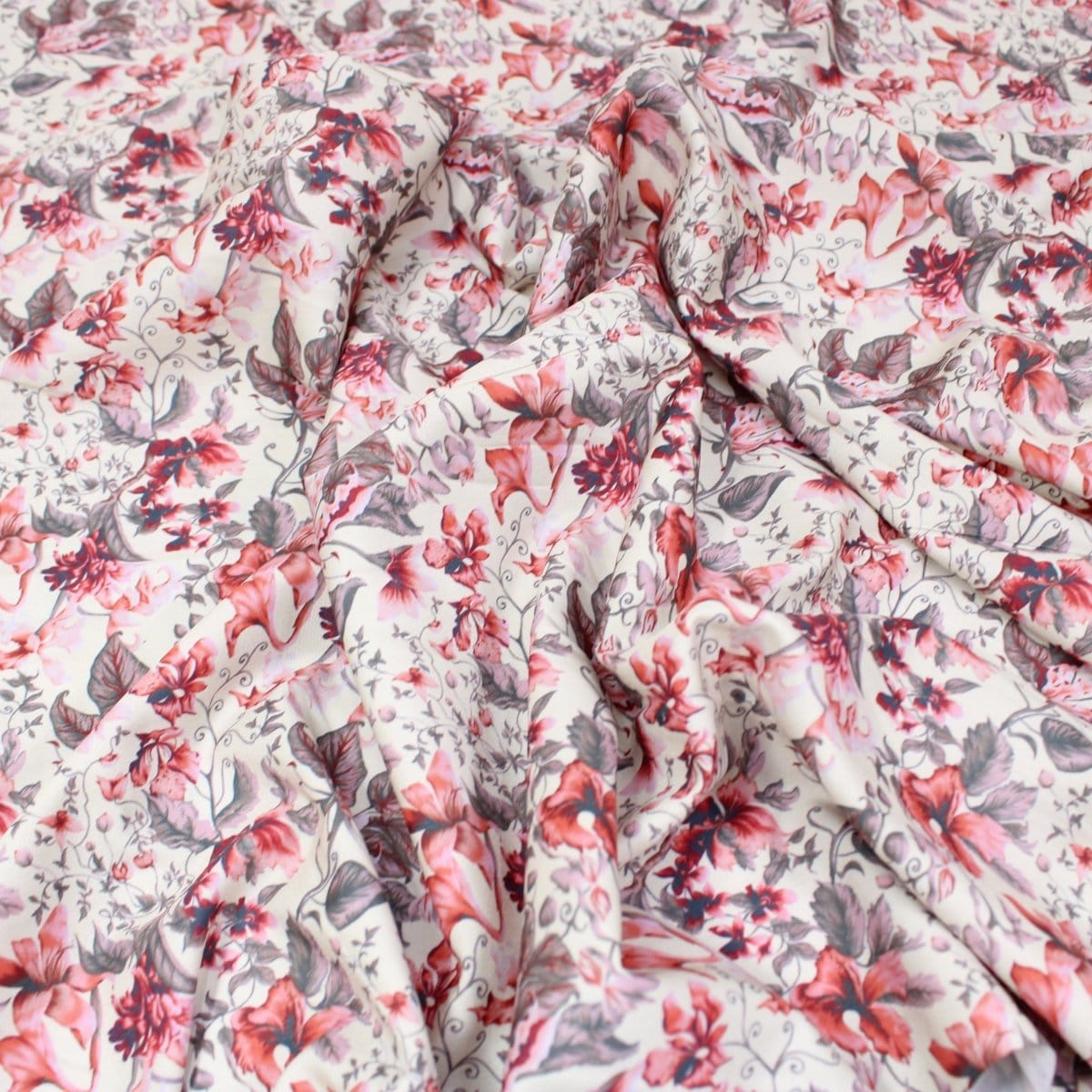 Pound A Metre 3 Metres 3 Metre Deluxe Santorini Floral Soft Crepe ‘Melody’ 45" Wide Cream