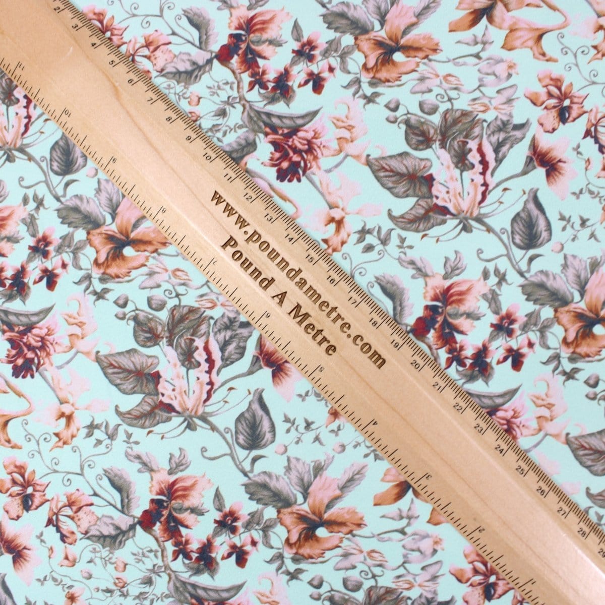 Pound A Metre 3 Metres 3 Metre Deluxe Santorini Floral Soft Crepe ‘Melody’ 45" Wide Pastel Blue