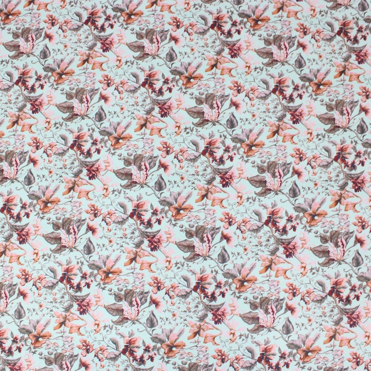 Pound A Metre 3 Metres 3 Metre Deluxe Santorini Floral Soft Crepe ‘Melody’ 45" Wide Pastel Blue