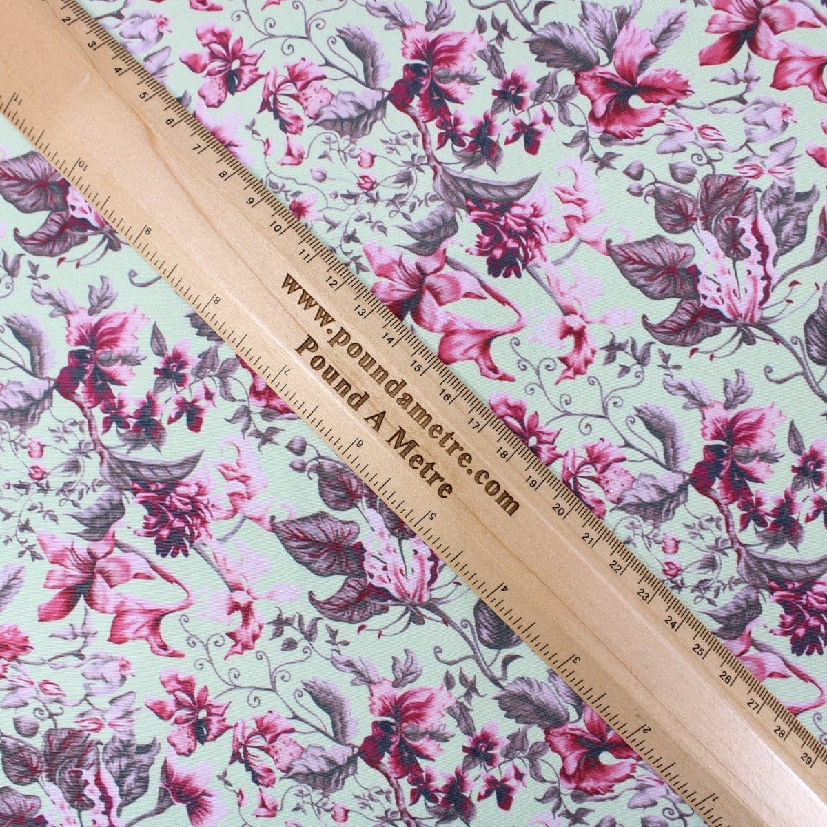 Pound A Metre 3 Metres 3 Metre Deluxe Santorini Floral Soft Crepe ‘Melody’ 45" Wide Pastel Green